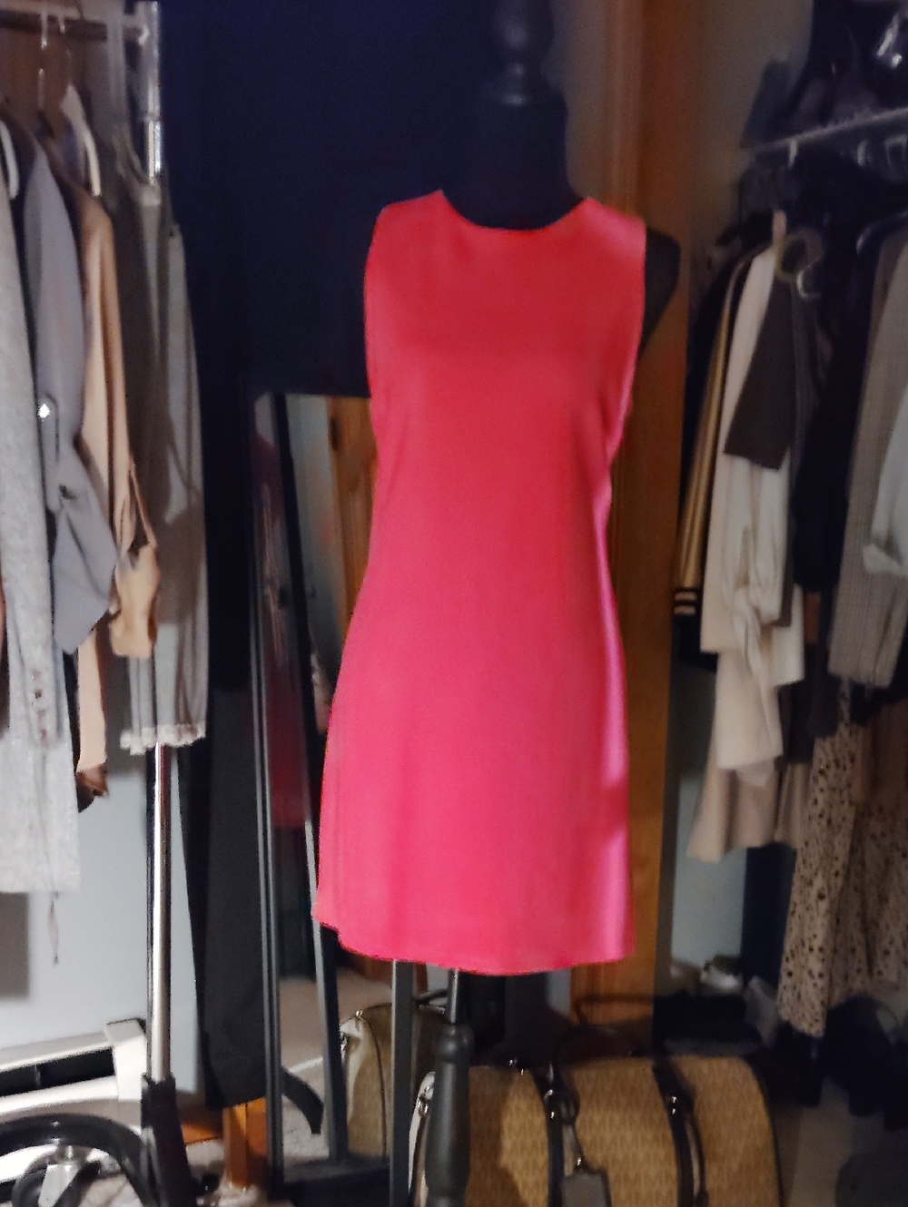 AQUA Bloomingdales Women's Sleeveless Hot Pink Shift Dress 4 M $158
